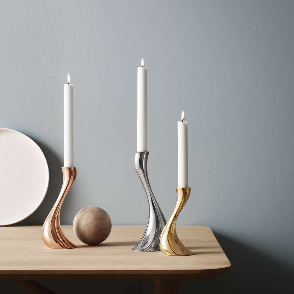 Jensen Cobra Lysestager 3 dele., Stål, Guldbelagt, Rosa