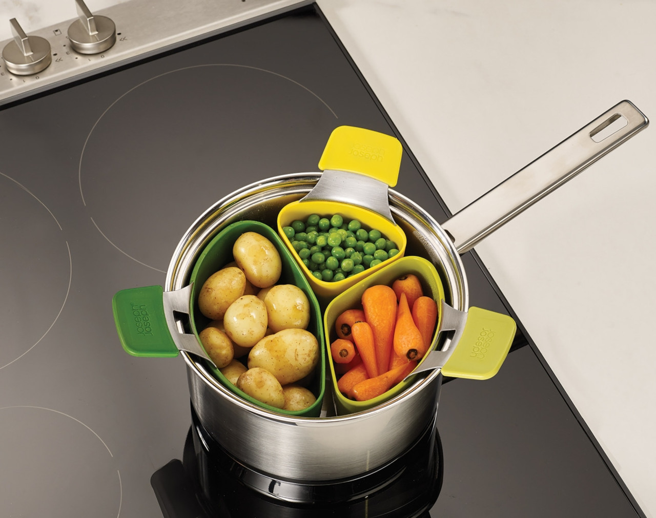 Joseph Joseph Nest dampindsats 3 dele, grøn/gul - Tilbehør til Gryder